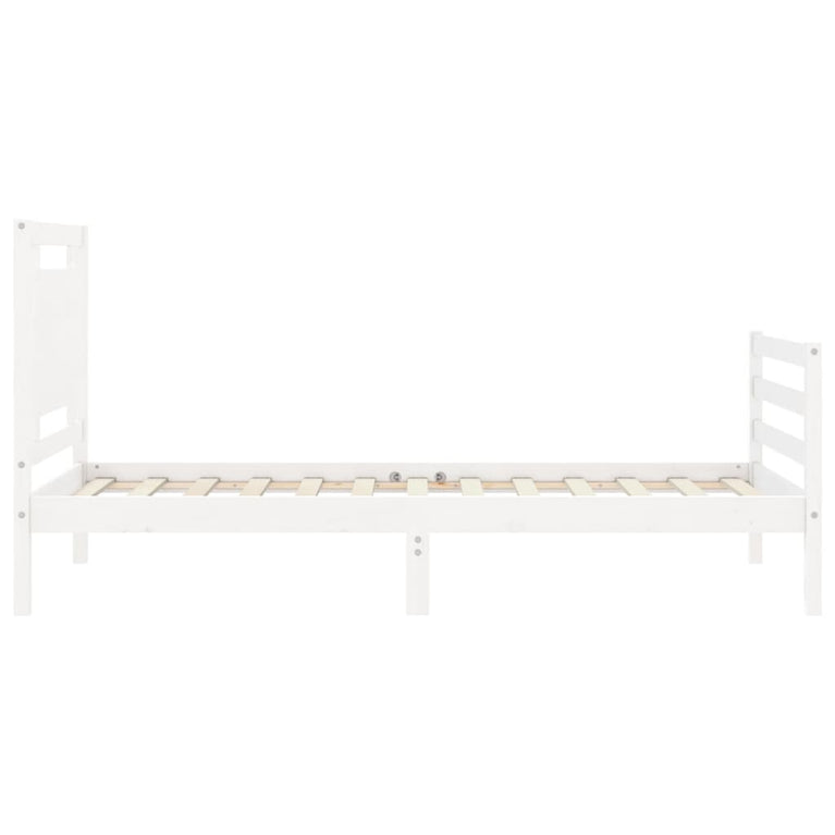 Bedframe met hoofdbord massief hout wit 3FT Single