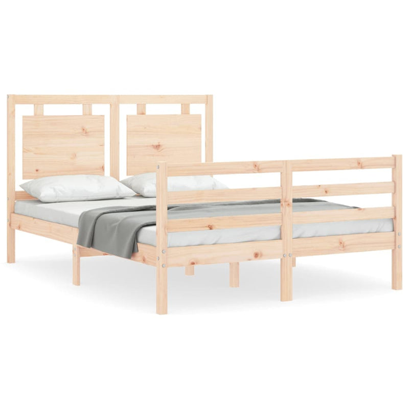 Bedframe met hoofdbord massief hout 140x200 cm