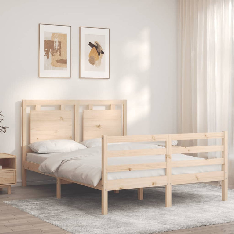 Bedframe met hoofdbord massief hout 140x200 cm