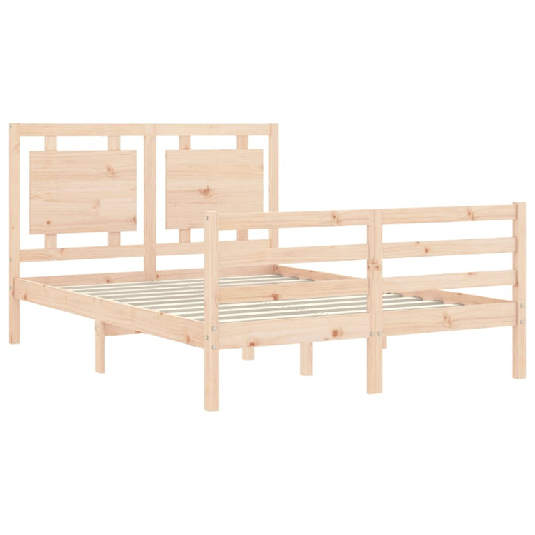 Bedframe met hoofdbord massief hout 140x200 cm