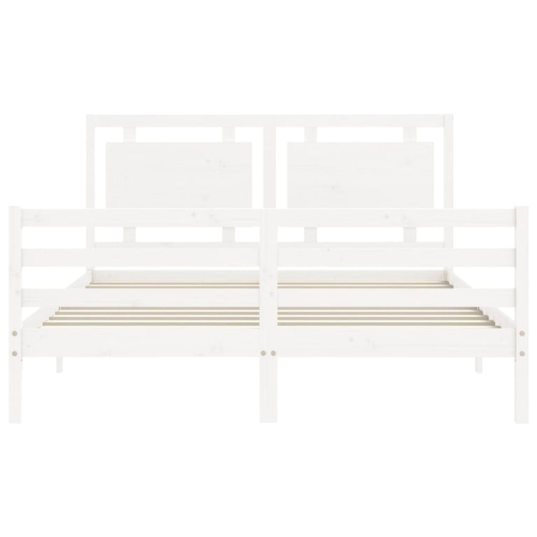 Bedframe met hoofdbord massief hout wit 5 FT King Size