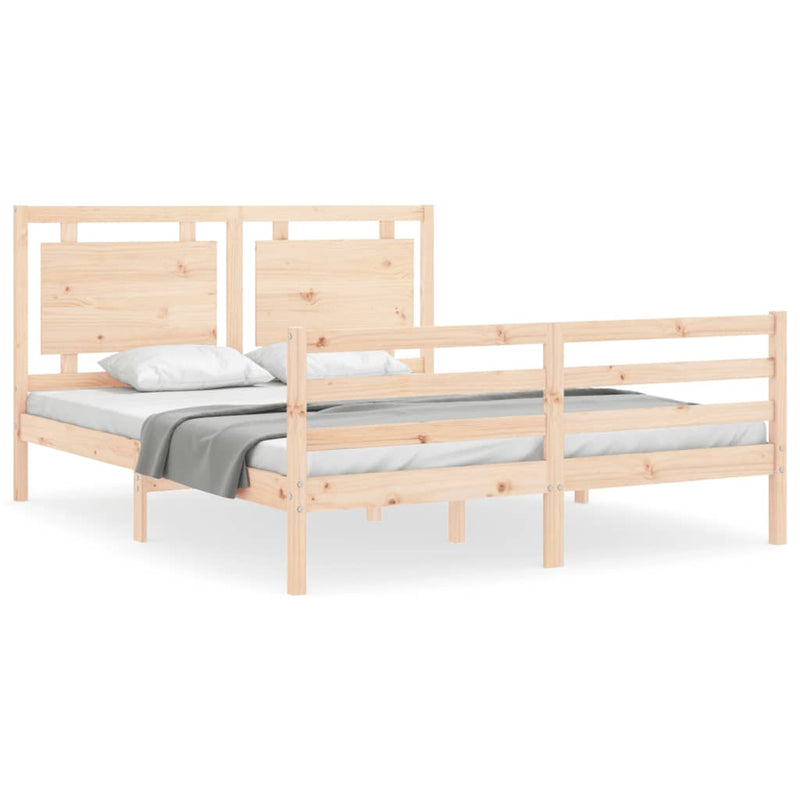 Bedframe met hoofdbord massief hout 160x200 cm