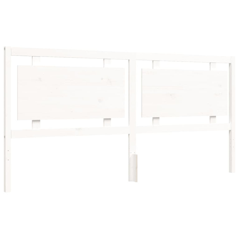 Bedframe met hoofdbord massief hout wit Super King Size