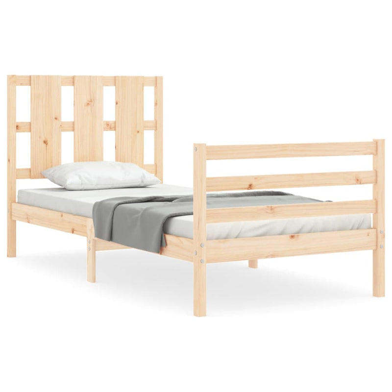 Bedframe met hoofdbord massief hout 3FT Single