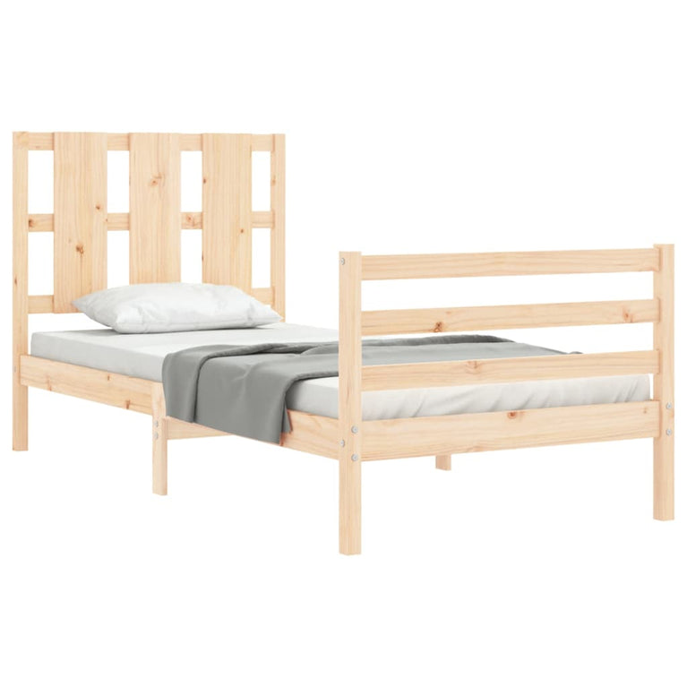 Bedframe met hoofdbord massief hout 3FT Single