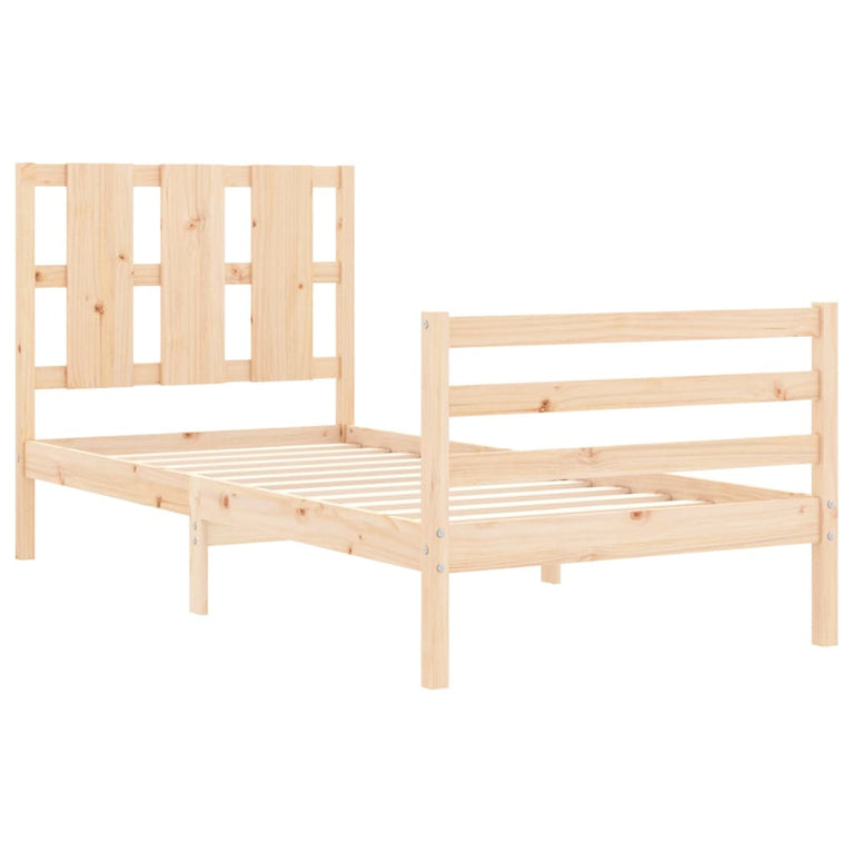 Bedframe met hoofdbord massief hout 3FT Single