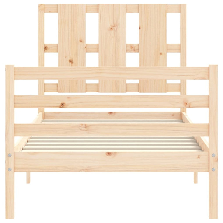 Bedframe met hoofdbord massief hout 3FT Single