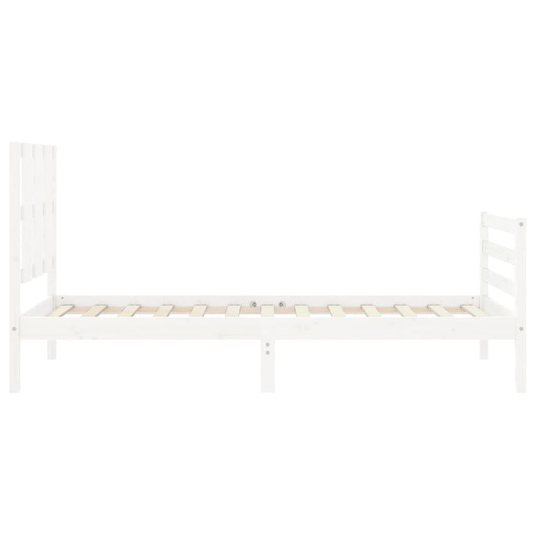 Bedframe met hoofdbord massief hout wit 3FT Single