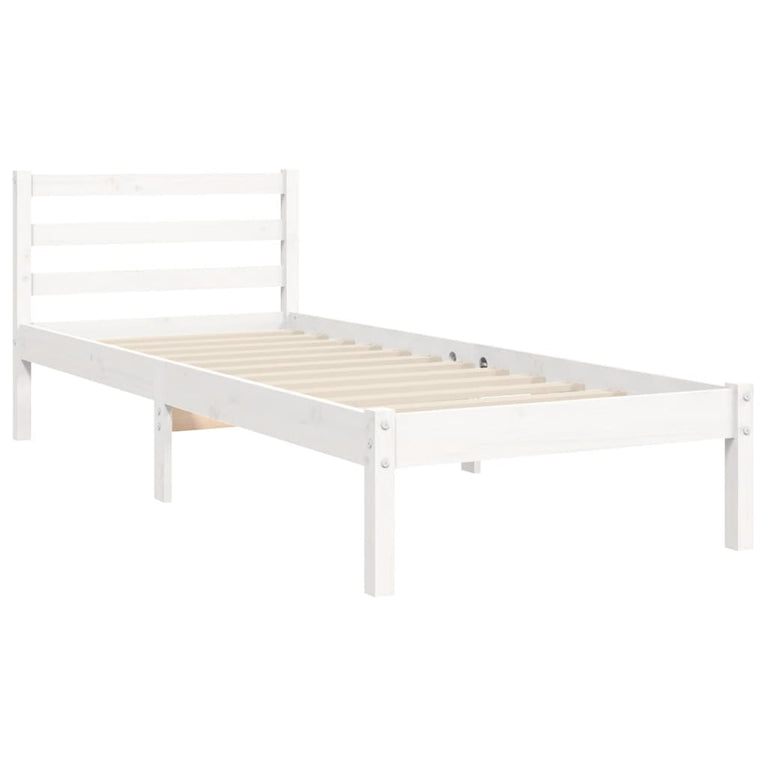 Bedframe met hoofdbord massief hout wit 3FT Single