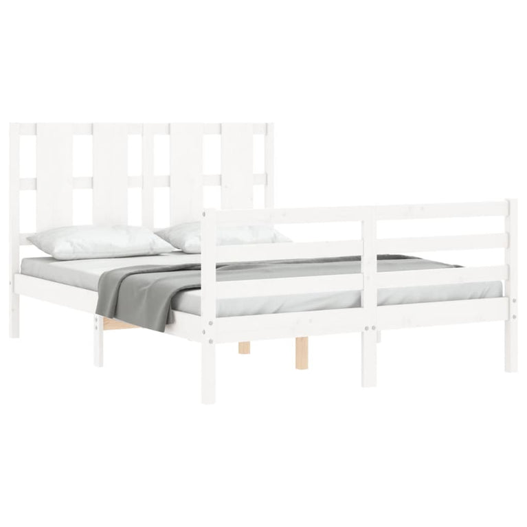 Bedframe met hoofdbord massief hout wit 4FT Small Double