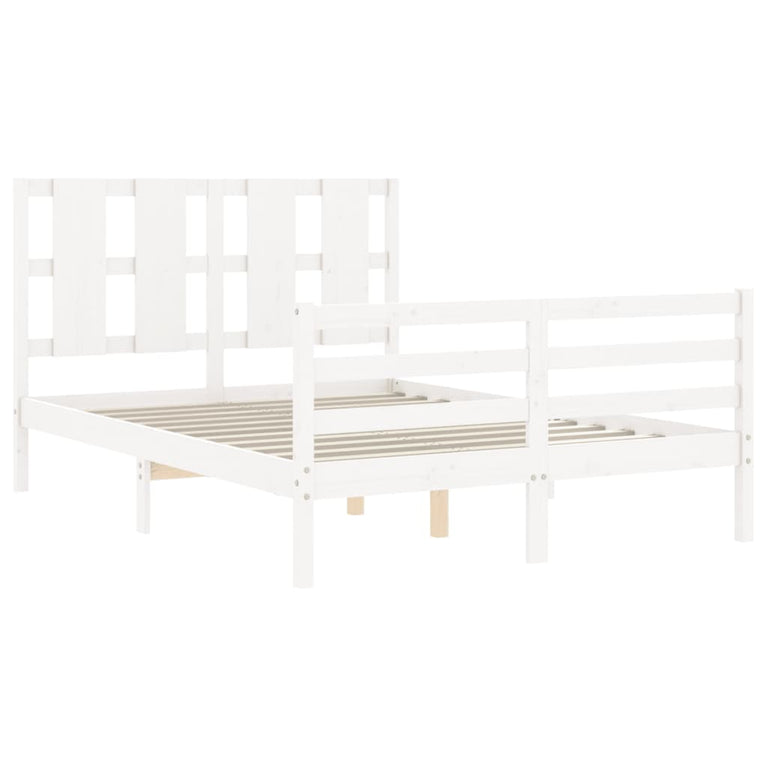 Bedframe met hoofdbord massief hout wit 4FT Small Double