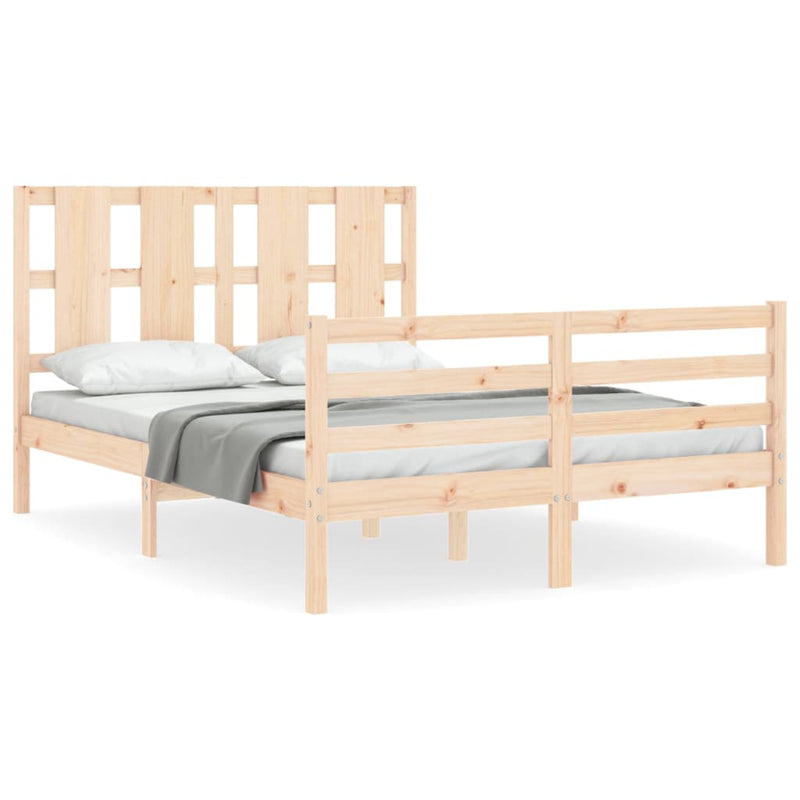 Bedframe met hoofdbord massief hout 140x200 cm