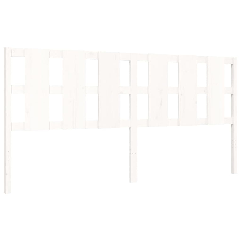 Bedframe met hoofdbord massief hout wit Super King Size