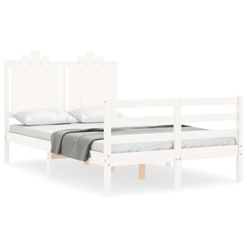 Bedframe met hoofdbord massief hout wit 4FT Small Double