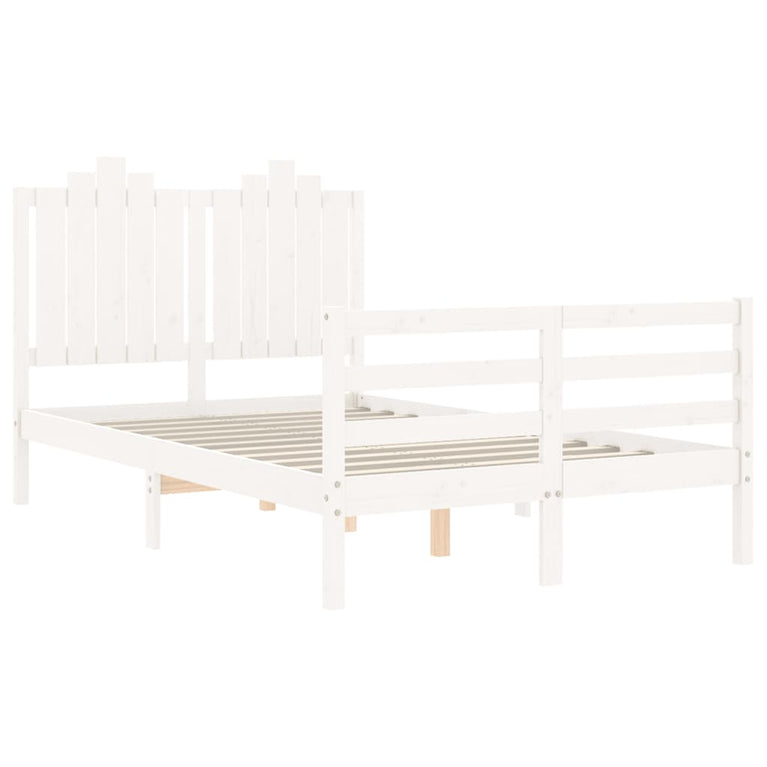 Bedframe met hoofdbord massief hout wit 4FT Small Double
