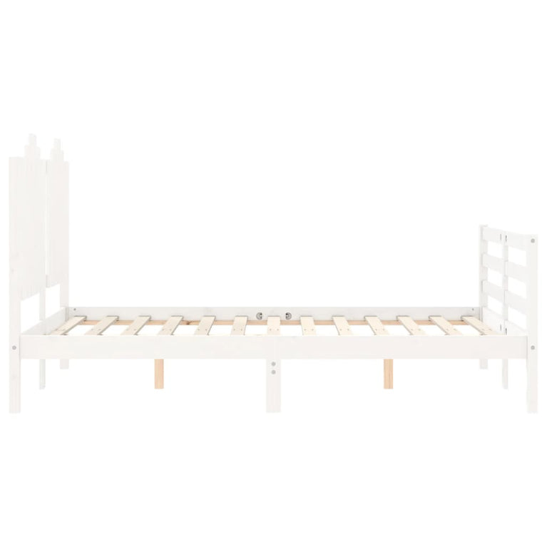 Bedframe met hoofdbord massief hout wit 4FT Small Double