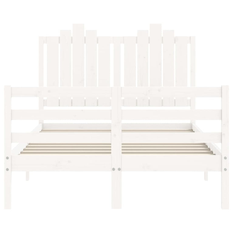 Bedframe met hoofdbord massief hout wit 4FT Small Double