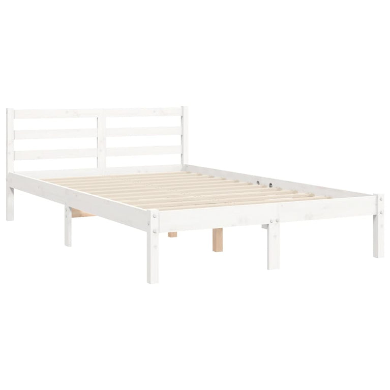 Bedframe met hoofdbord massief hout wit 4FT Small Double