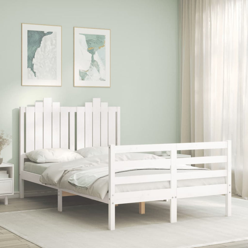 Bedframe met hoofdbord massief hout wit 4FT Small Double