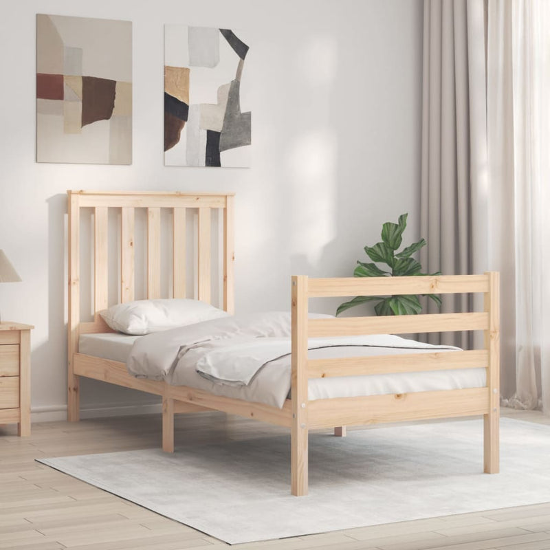 Bedframe met hoofdbord massief hout 2FT6 Small Single