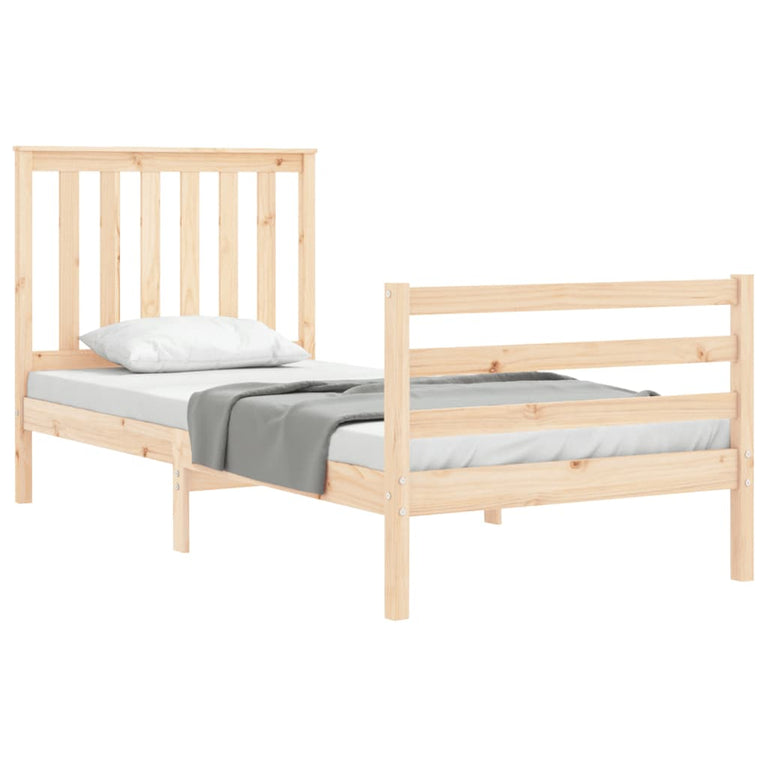 Bedframe met hoofdbord massief hout 3FT Single