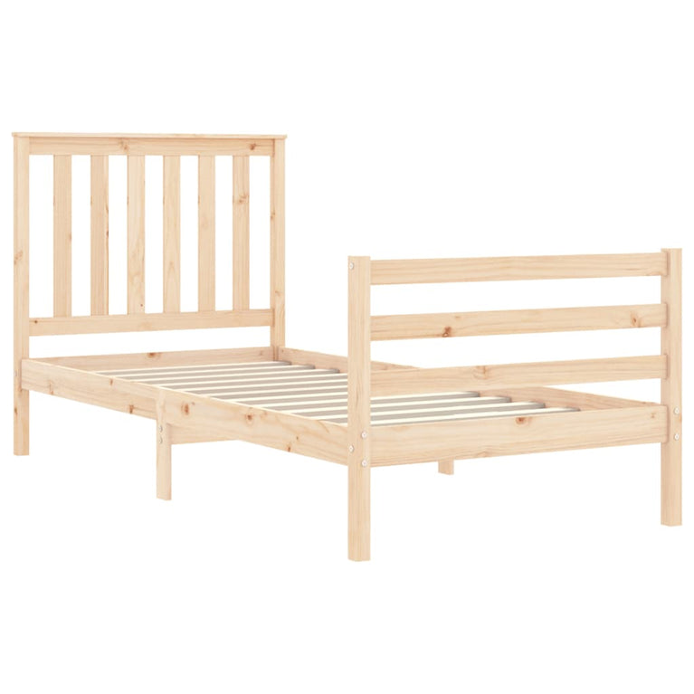 Bedframe met hoofdbord massief hout 3FT Single
