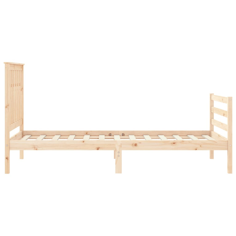 Bedframe met hoofdbord massief hout 3FT Single