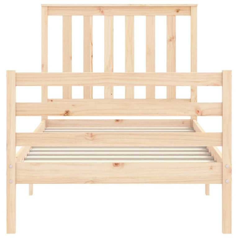 Bedframe met hoofdbord massief hout 3FT Single