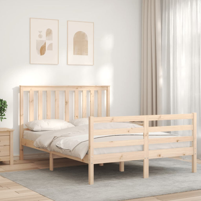Bedframe met hoofdbord massief hout 4FT6 Double