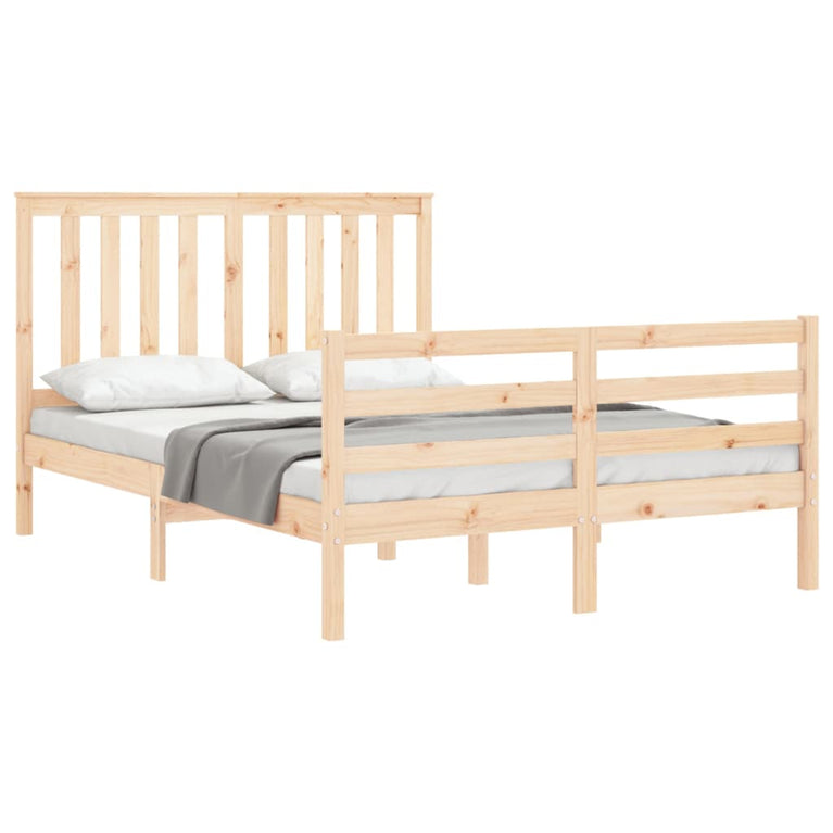 Bedframe met hoofdbord massief hout 140x190 cm