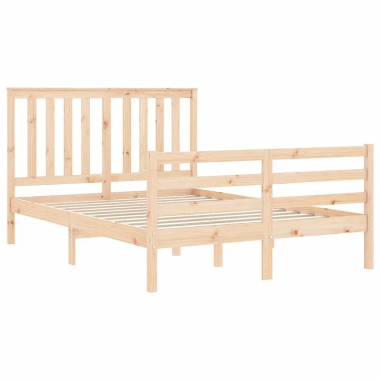 Bedframe met hoofdbord massief hout 140x190 cm
