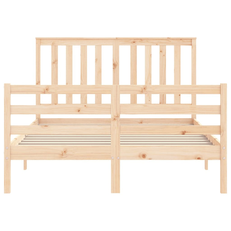 Bedframe met hoofdbord massief hout 140x190 cm