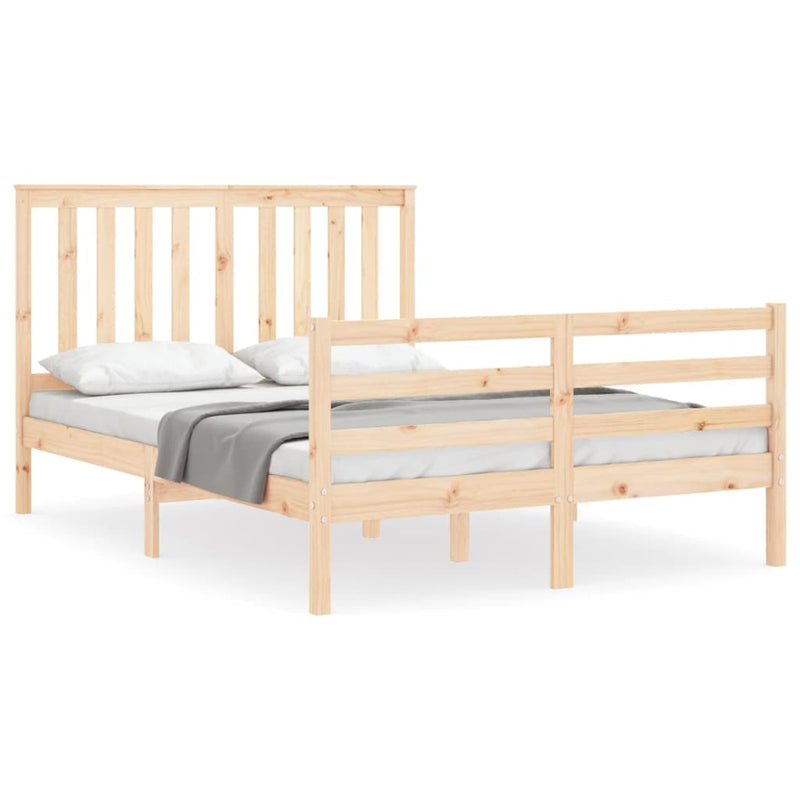 Bedframe met hoofdbord massief hout 140x200 cm