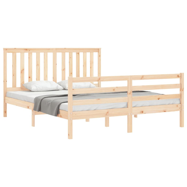 Bedframe met hoofdbord massief hout 5 FT King Size