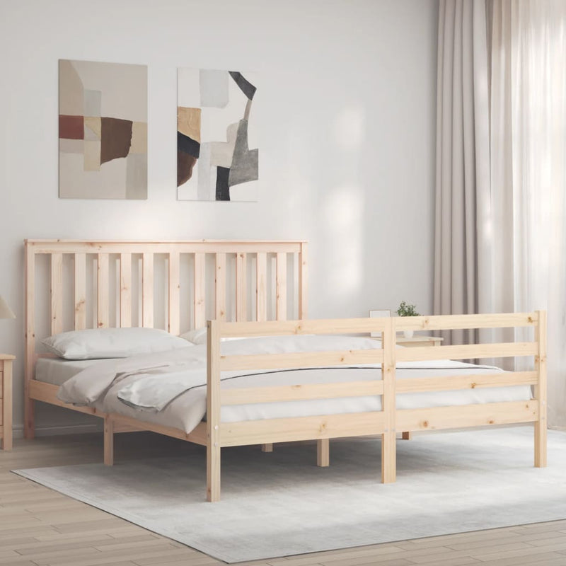 Bedframe met hoofdbord massief hout 5 FT King Size