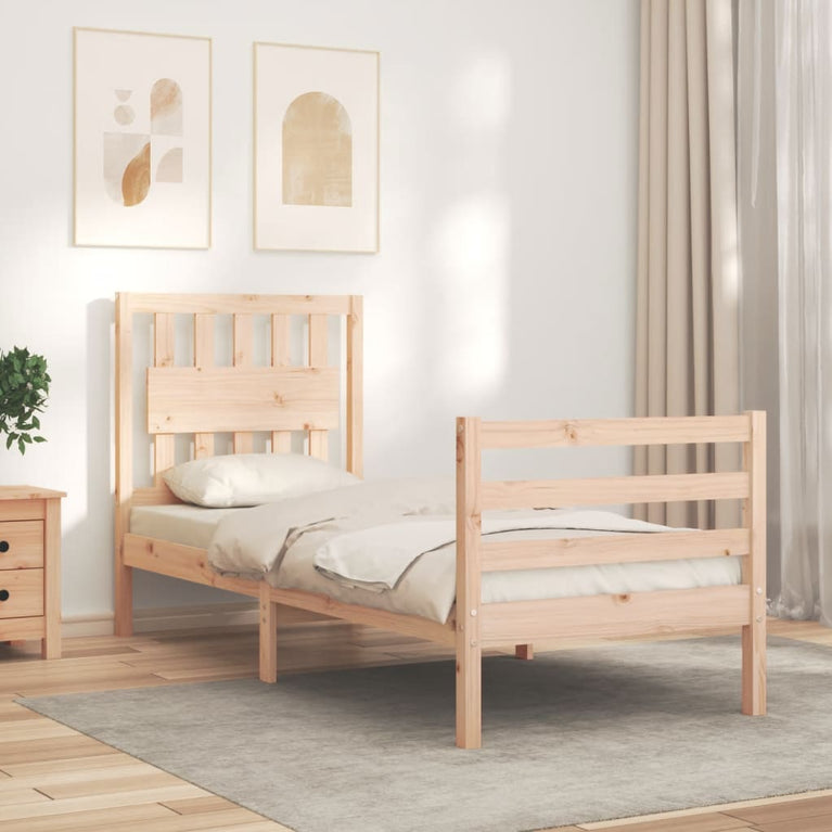 Bedframe met hoofdbord massief hout 2FT6 Small Single