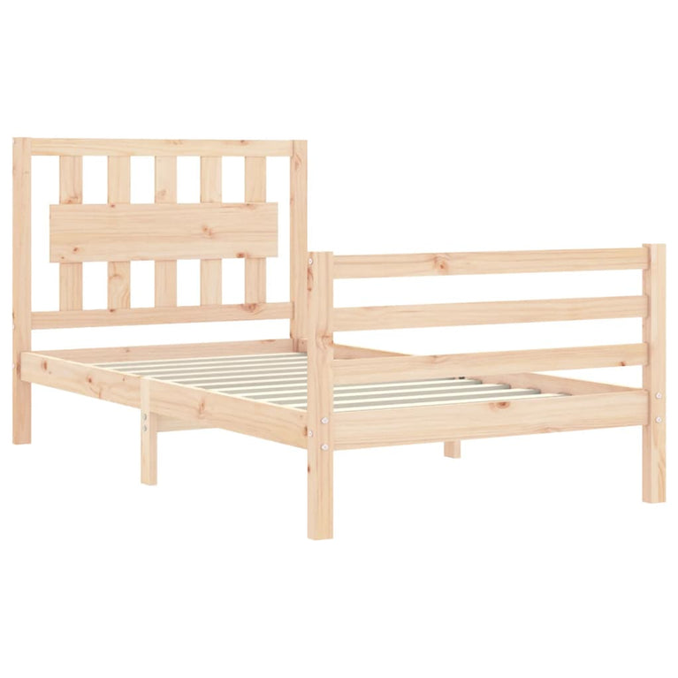Bedframe met hoofdbord massief hout 2FT6 Small Single