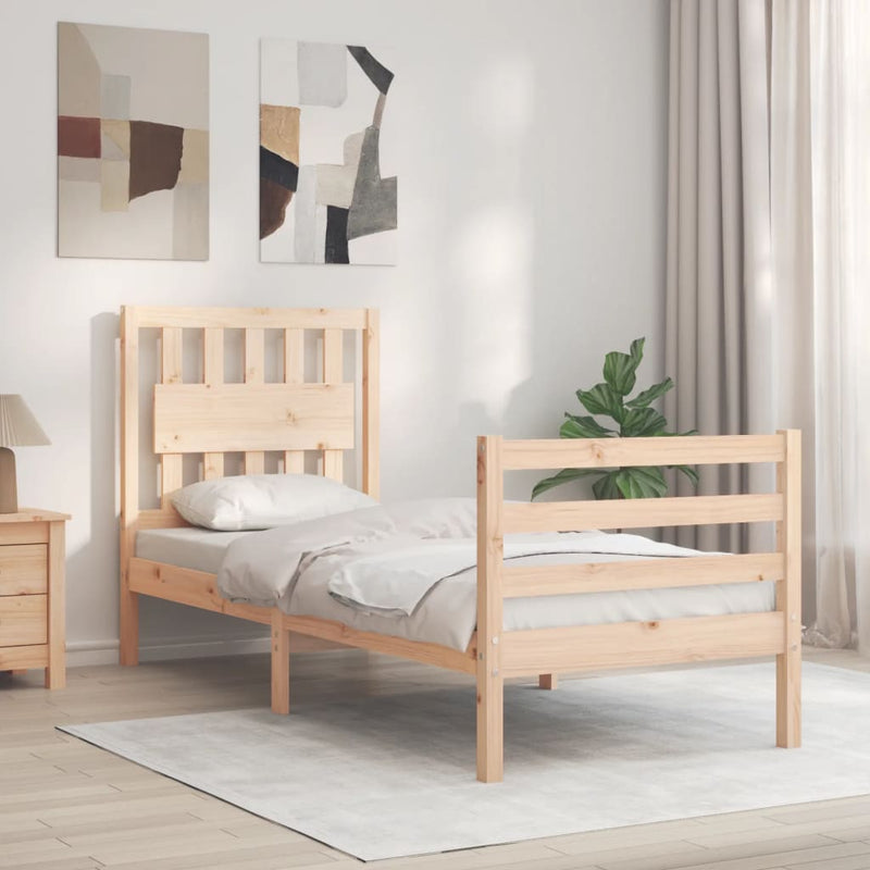 Bedframe met hoofdbord massief hout 2FT6 Small Single