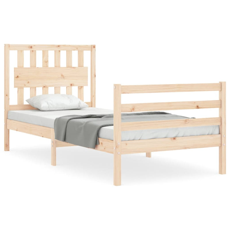Bedframe met hoofdbord massief hout 3FT Single