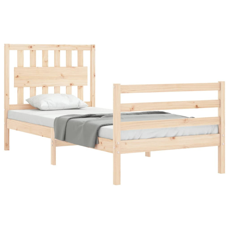 Bedframe met hoofdbord massief hout 3FT Single