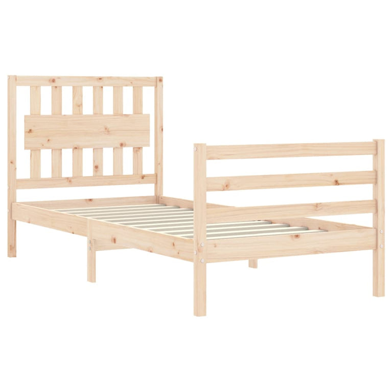 Bedframe met hoofdbord massief hout 3FT Single