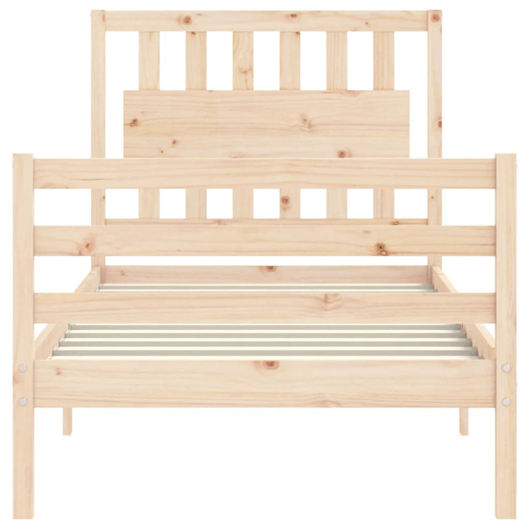 Bedframe met hoofdbord massief hout 3FT Single
