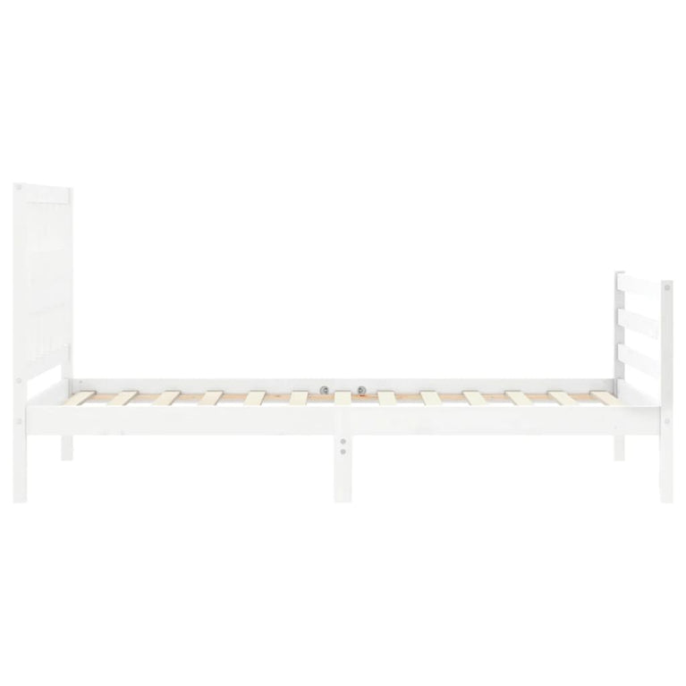 Bedframe met hoofdbord massief hout wit 3FT Single