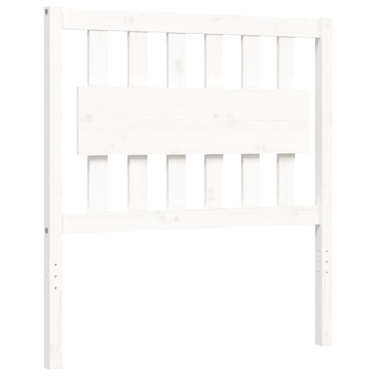 Bedframe met hoofdbord massief hout wit 3FT Single