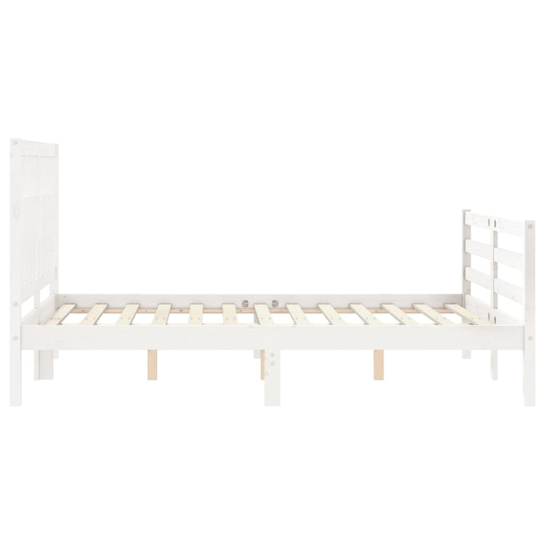 Bedframe met hoofdbord massief hout wit 4FT Small Double