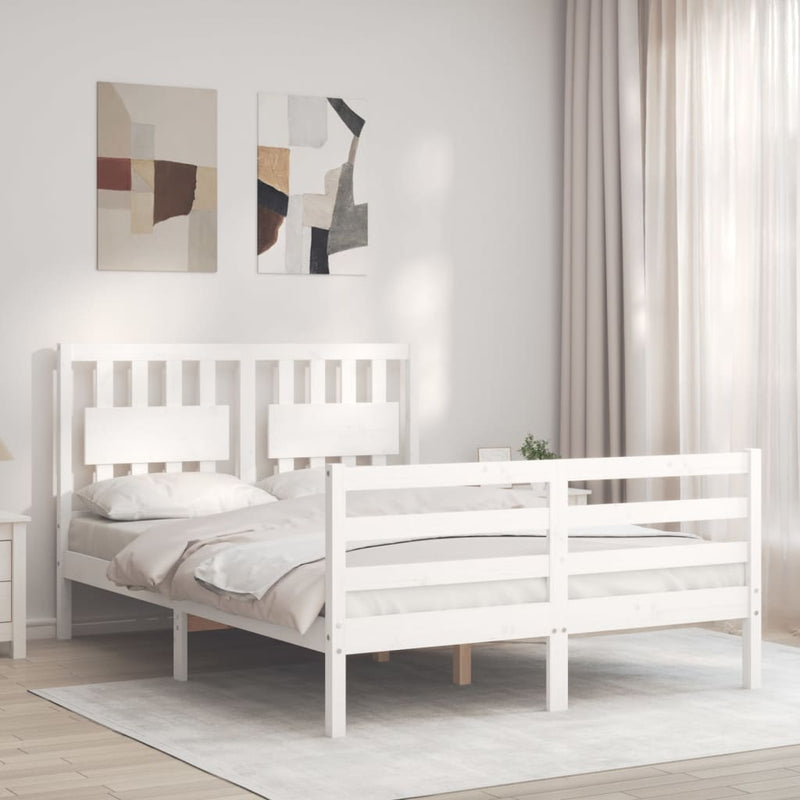 Bedframe met hoofdbord massief hout wit 4FT Small Double