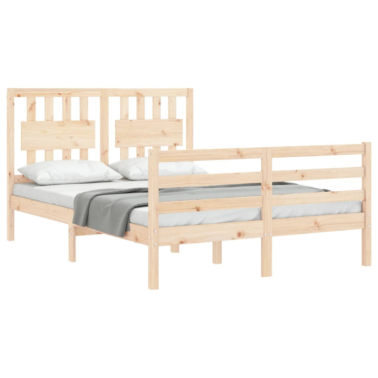 Bedframe met hoofdbord massief hout 4FT6 Double