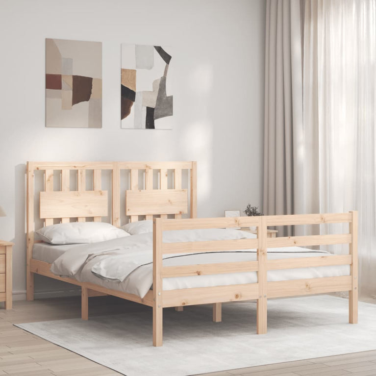 Bedframe met hoofdbord massief hout 4FT6 Double