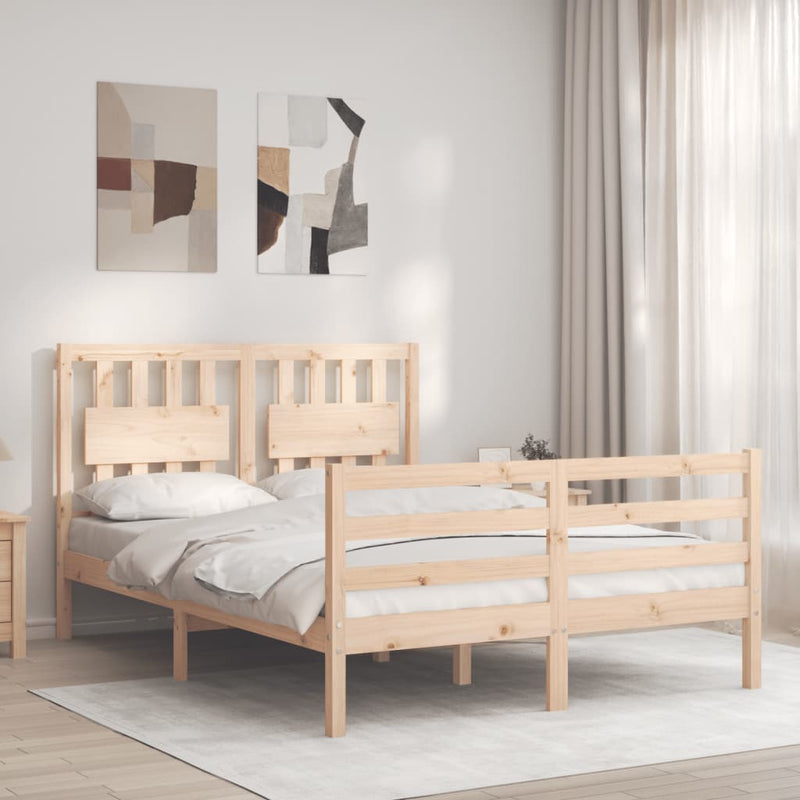 Bedframe met hoofdbord massief hout 4FT6 Double