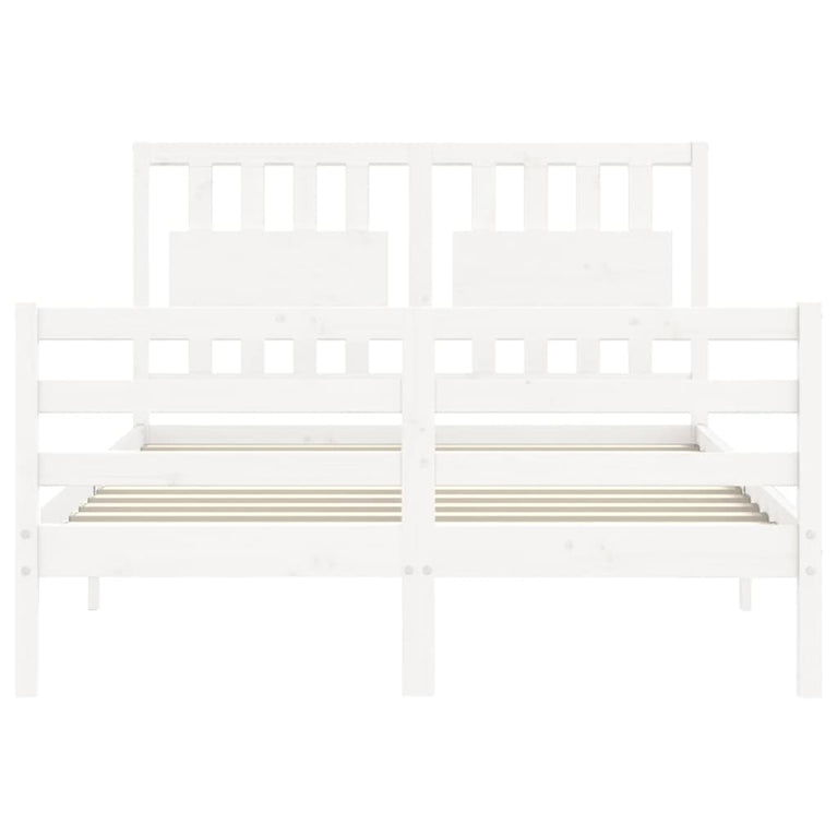 Bedframe met hoofdbord massief hout wit 140x190 cm